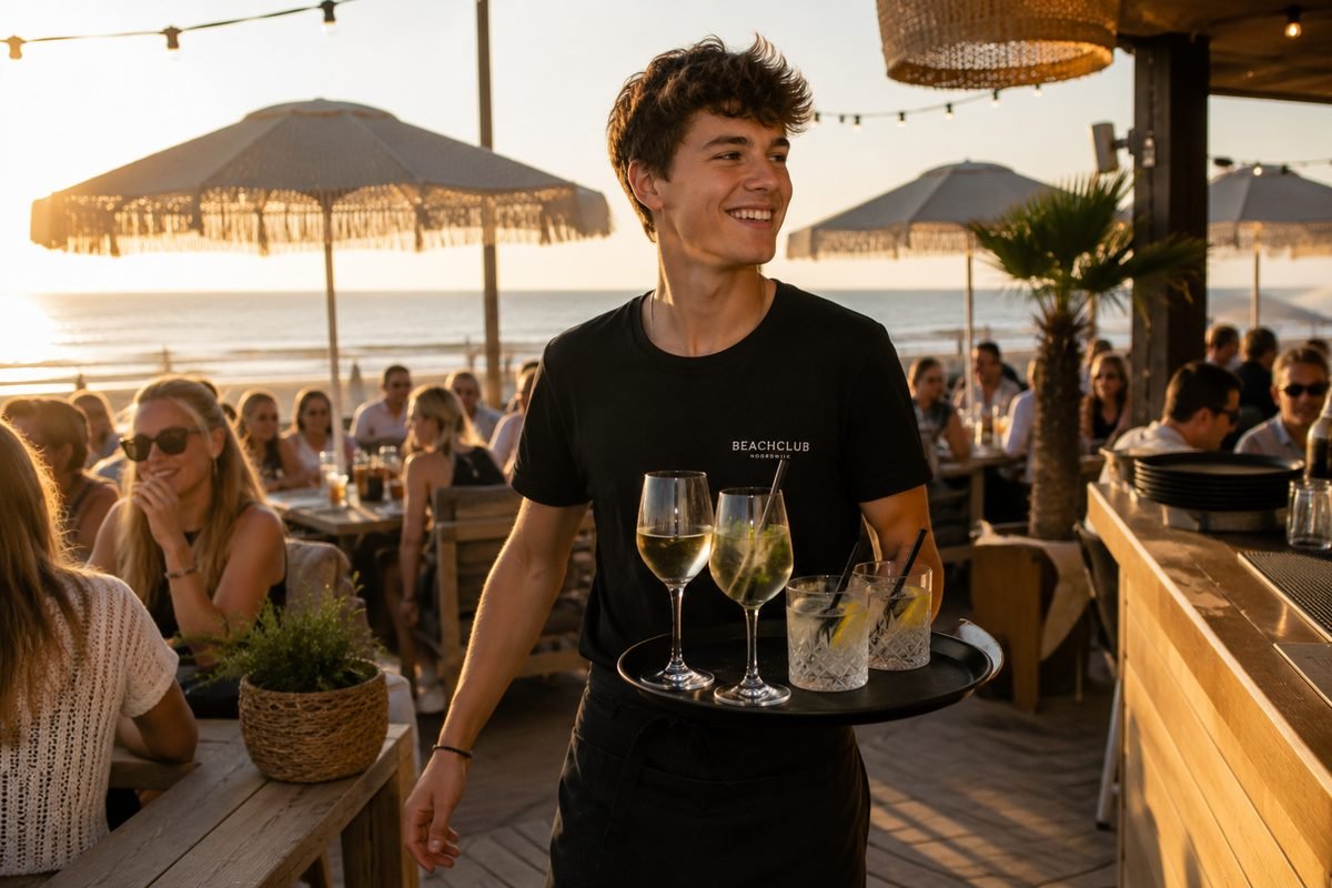Runner bij Beachclubs aan de Noordwijkse kust in Noordwijk